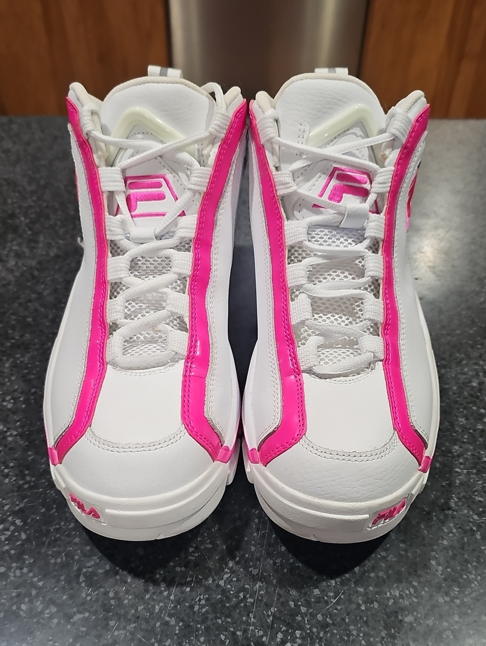 FILA Women's White and Hot Pink High-Top Sneakers